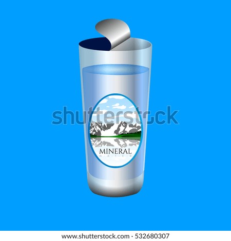Isolated glass of water on a blue background, Vector illustration
