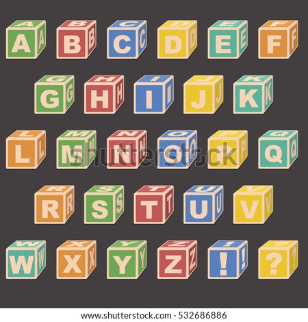 Baby Cubes ABC Alphabet Clip Art vector illustration sketch.