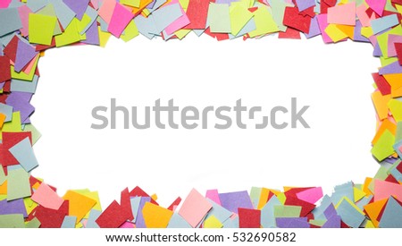 
Colored paper on a white background
