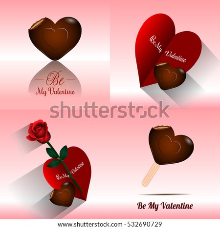 Set of valentine's day cards, Vector illustration