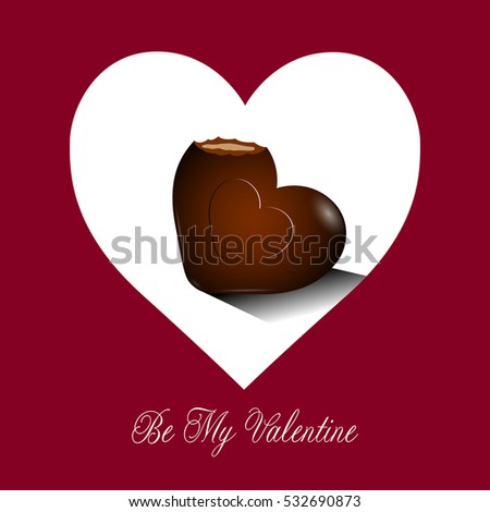 Valentine's day card with a chocolate, Vector illustration