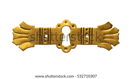 Antique brass or bronze furniture accessories isolated on white background