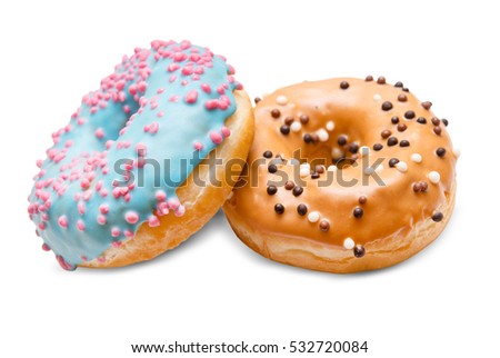 Donut isolated on white background close up