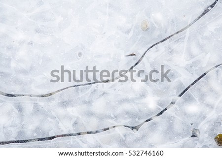 Looks like blurry ice on the water surface and melting process created interesting picture. Background.