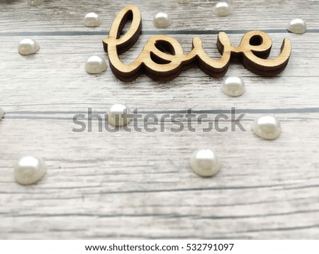 Shabby love word with pearls. Valentines day. Winter love. Love wooden word. Spring macaroons. 