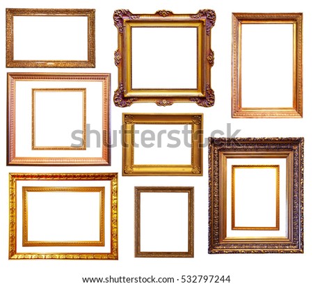 Set of gilded frames. Isolated over white background, may be used for   picture