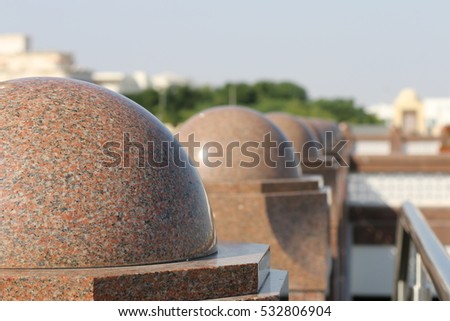 round mosque doom shaped walls made from marbles  