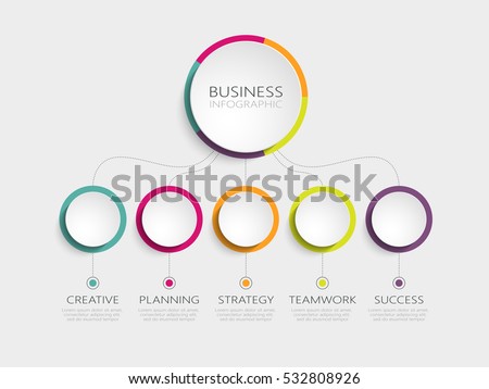 Abstract 3D infographic template with a five steps for success. Business circle template with options for brochure, diagram, workflow, timeline, web design. Vector EPS 10 Royalty-Free Stock Photo #532808926