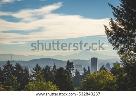 Beautiful view of Portland, Oregon cityscape