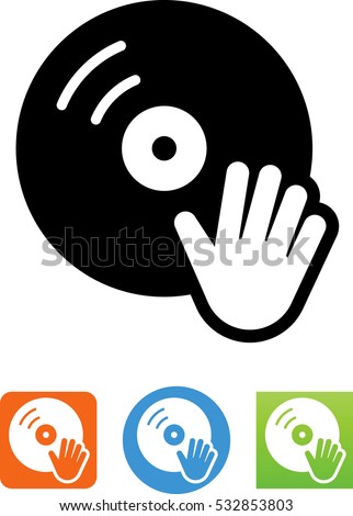 DJ Turntable Record Player With Hand Icon