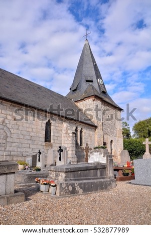 Photo Picture of medieval stone church in France