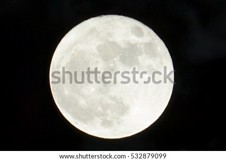 Bright white full moon against a black sky