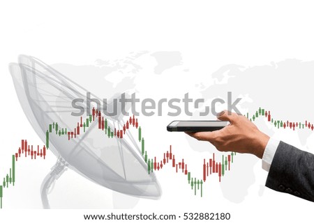 business man using smart phone with business graph