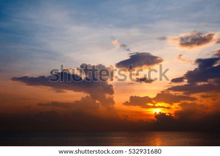 beautiful sky at sunset / sunrise oversea, natural background