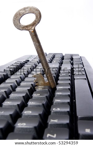 key put in keyboard on white background