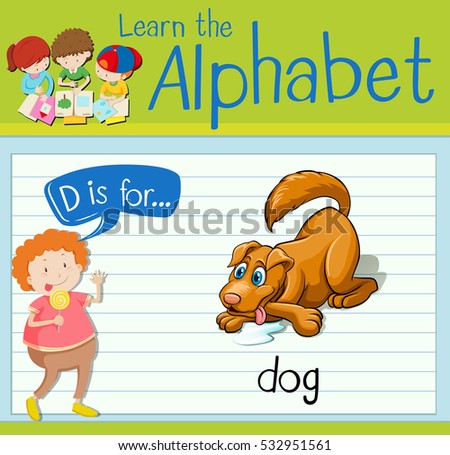 Flashcard letter D is for dog illustration