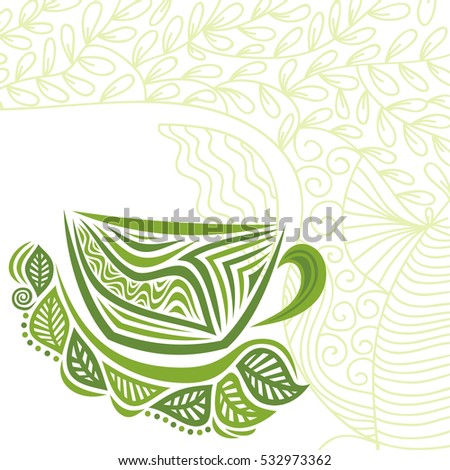 Green tea. Vector illustration.