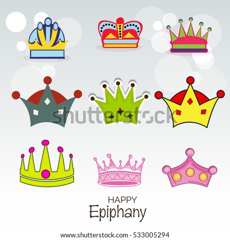 Vector illustration of a Epiphany background with crowns for christian holiday.