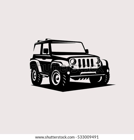 modern suv logo template, offroader car stylized vector silhouette.
