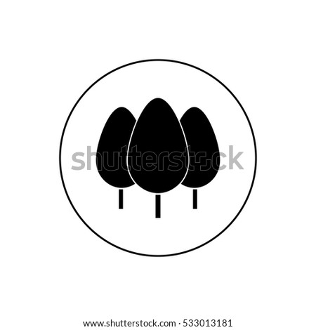 Three deciduous trees  in a circle vector icon 