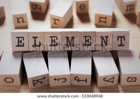 Element Word In Wooden Cube