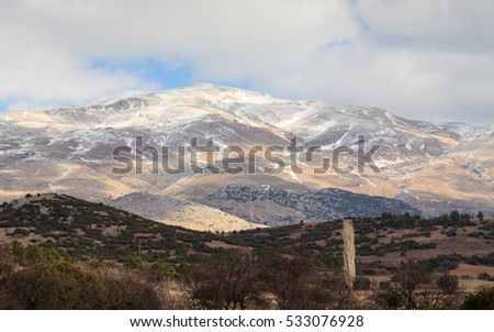 Taurus Mountains.  Snow capped Taurus mountain tops are pictured in south western Turkey.