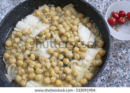 soup of salted cod fish with chickpeas