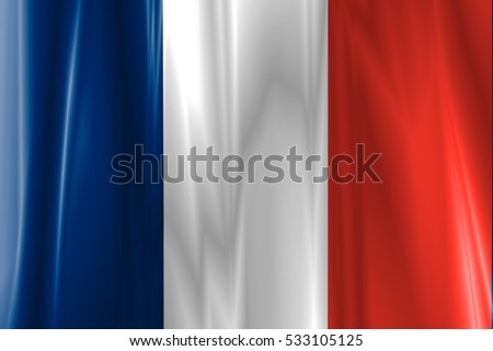 France flag on fold soft and smooth luxury satin fabric texture background