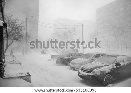 Winter disaster in a city