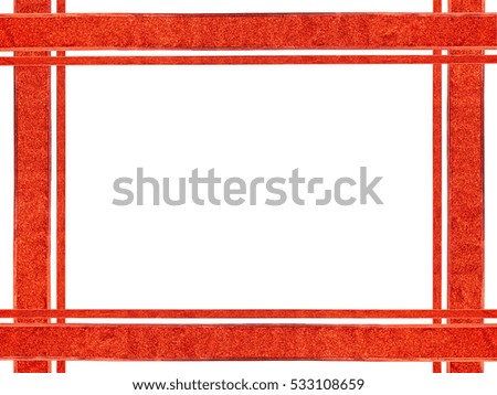 Red ribbon on white background, Red bow.
