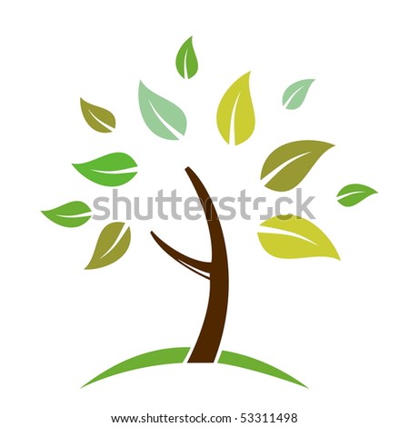 Abstract tree is isolated on white background. Raster