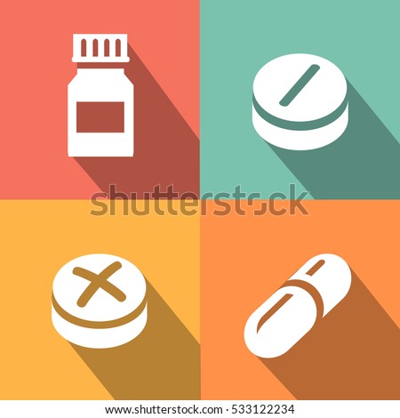 Medicine icon pills or tablets, capsules.