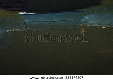 leaf texture with strokes of oil painting in shades of green and blue