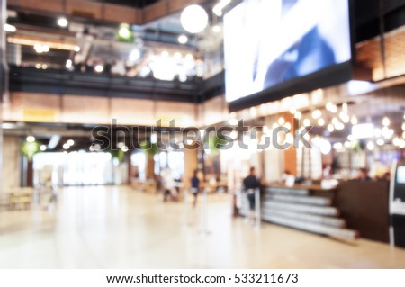 Shopping center in blurry for background. Mart or commercial center