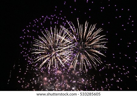 Fireworks light up the sky with dazzling display New years eve event stock, photo, photograph, image, picture,