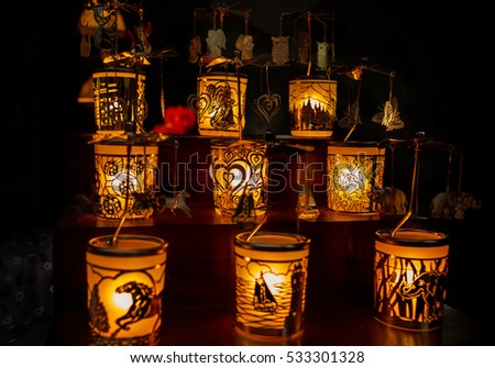 Carved beautiful candle holders with different images