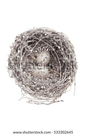 Bird's nest christmas ornament isolated on white
