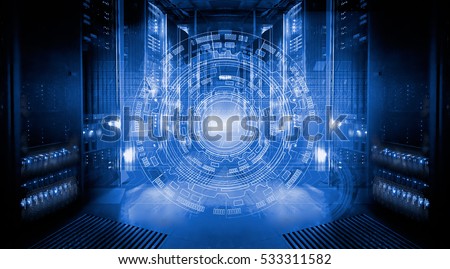 futuristic tech scheme on background of fantastic symmetric number  mainframes Royalty-Free Stock Photo #533311582