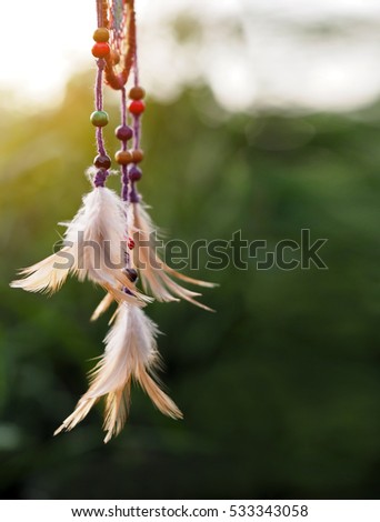Dream catcher with blurred background and selective focus, native american
