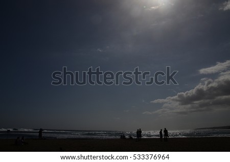 Beach People Dark Silhouette