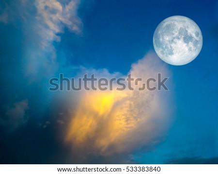 Gold cloud in the blue sky light of sunset in evening