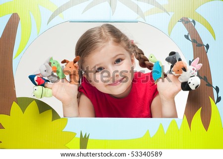 Playing theater  ( no-name finger puppets ) Royalty-Free Stock Photo #53340589