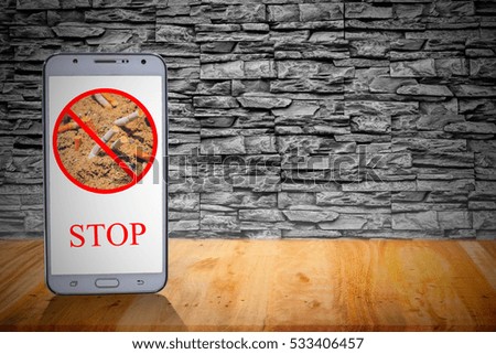 Don't smoke sign in smartphone