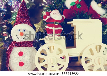 Christmas decoration santa claus and pine tree background