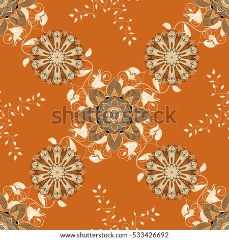vector illustration texture. Mandala style. Brown, beige.