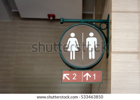 Equity of a lady and a man toilet sign , male and female symbol.Access to same opportunities