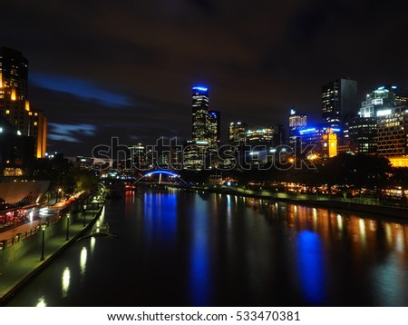 Yarra River at night, Melbourne, Australia