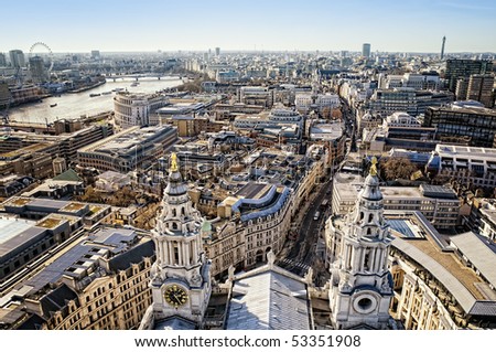 City of London view from St. Paul`s Cathedral