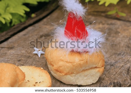 Bread and santa hat