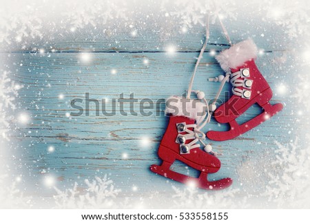 Retro ice skates decoration for christmas tree
